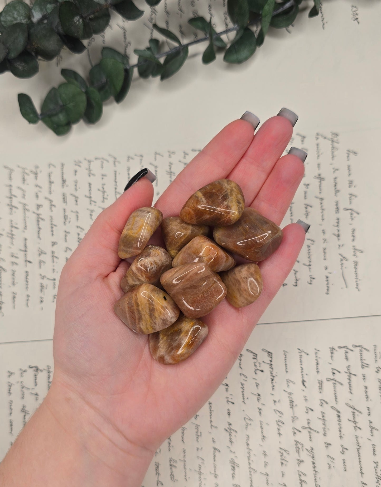 Pierre de Lune Orangée – Galet Poli Qualité AA